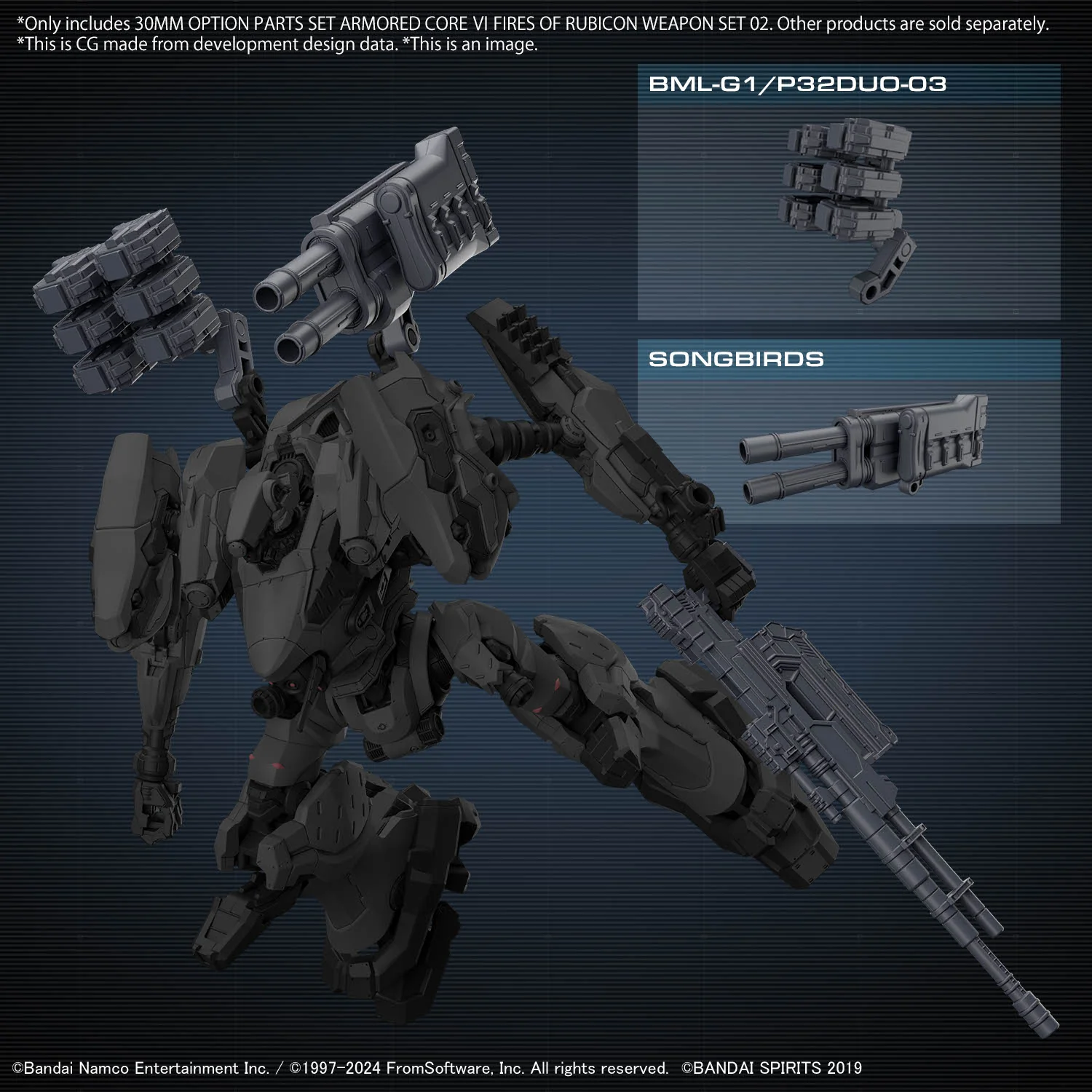 Bandai 30 Minutes Missions 30MM Armored Core VI Option Parts Set Weapon Set 02 Model Kit - Image 5